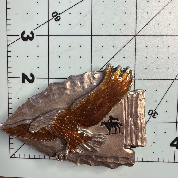 Native American Indian Eagle Arrowhead Siskiyou Metal Enamel Belt Buckle 1988 - Picture 4 of 4